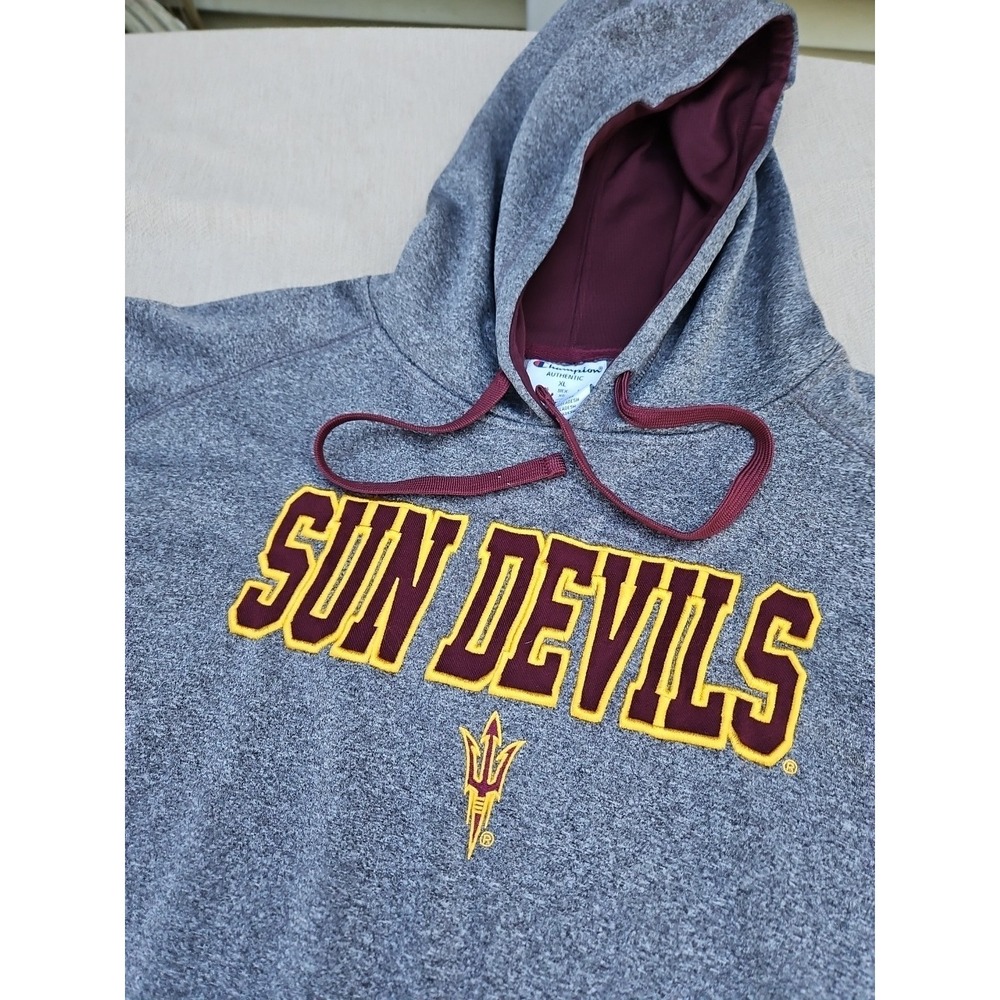 Arizona State SUN DEVILS Hoodie Sweatshirt Embroidered Adult XL Gray Champion